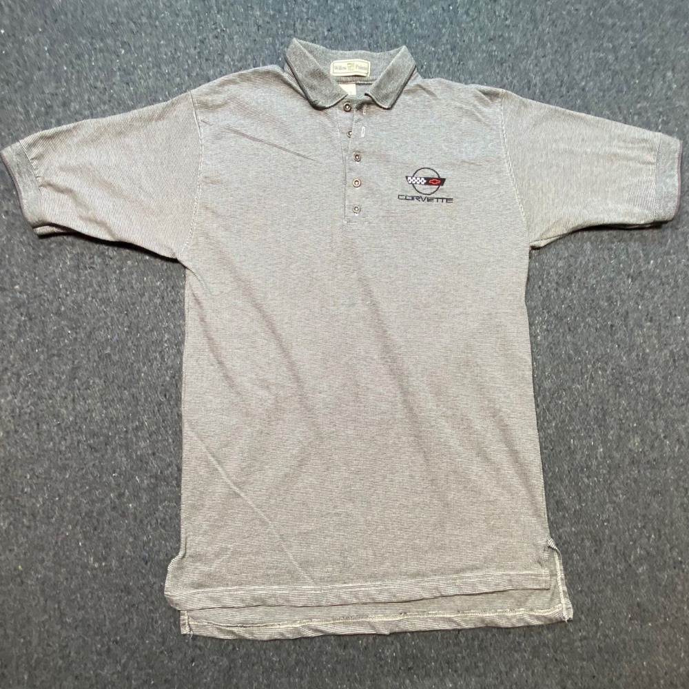 Willow Pointe Corvette Polo Shirt Size L‎ Mens Grey Preppy Embroidered Logo USA